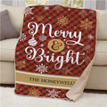 Personalized Merry & Bright Plaid 37" x 57" Sherpa Throw
