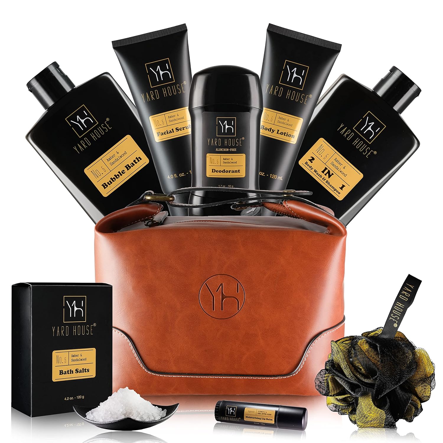9-piece Men's Spa Bath and Body Gift Set- Amber and Sandalwood