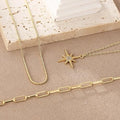 Dainty Star 14k Gold Plated Stackable 3 Piece Necklace Set