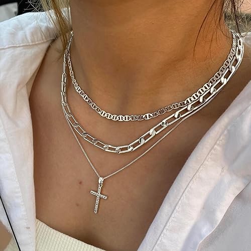 14k Gold Plated Stackable Cross Choker Necklaces- Gold or Silver