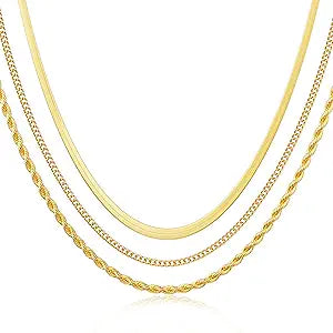 3 Piece 14k Gold Plated Necklace Set