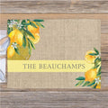 Watercolor Lemons with Family Name Placemats - Set of 4